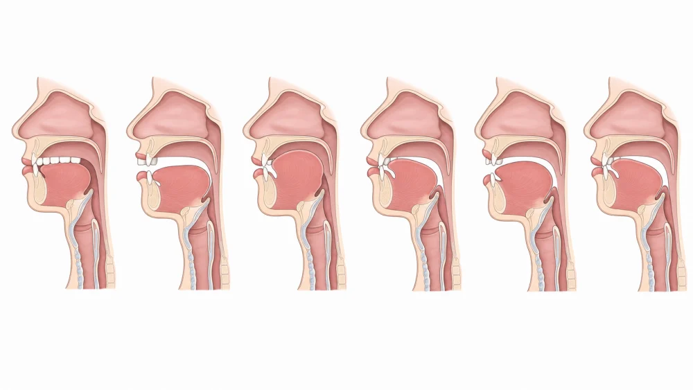 Biểu đồ IPA minh họa cách phát âm dictate chia thành từng âm riêng lẻ cùng vị trí miệng