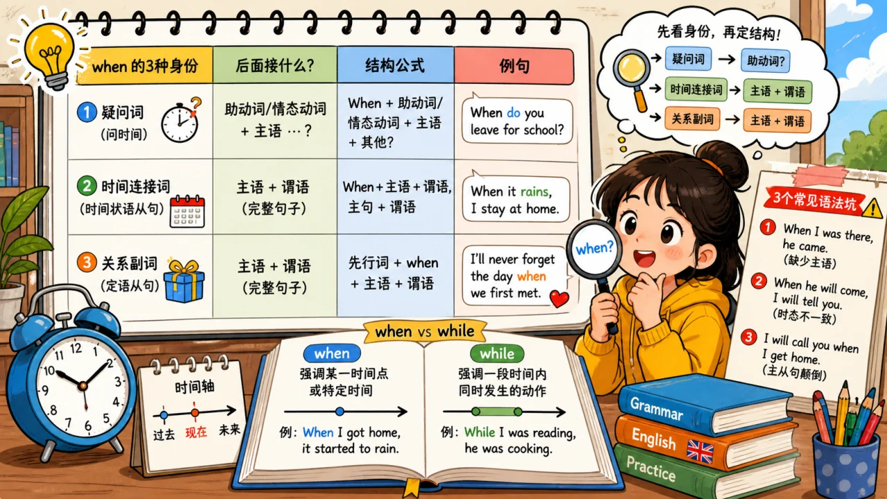 How to Use "When" in English: 3 Roles, Tense Rules, and Common Mistakes