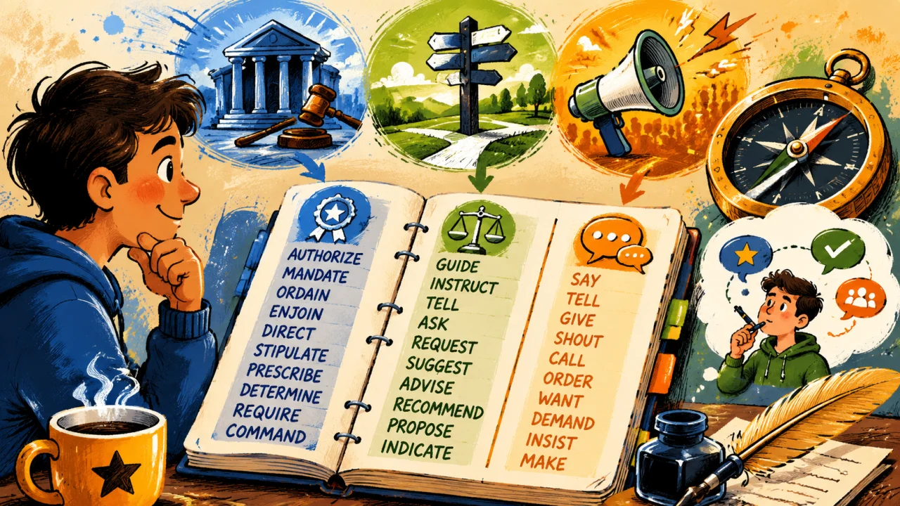 Dictate Synonym Cheat Sheet: 30 Words by Tone
