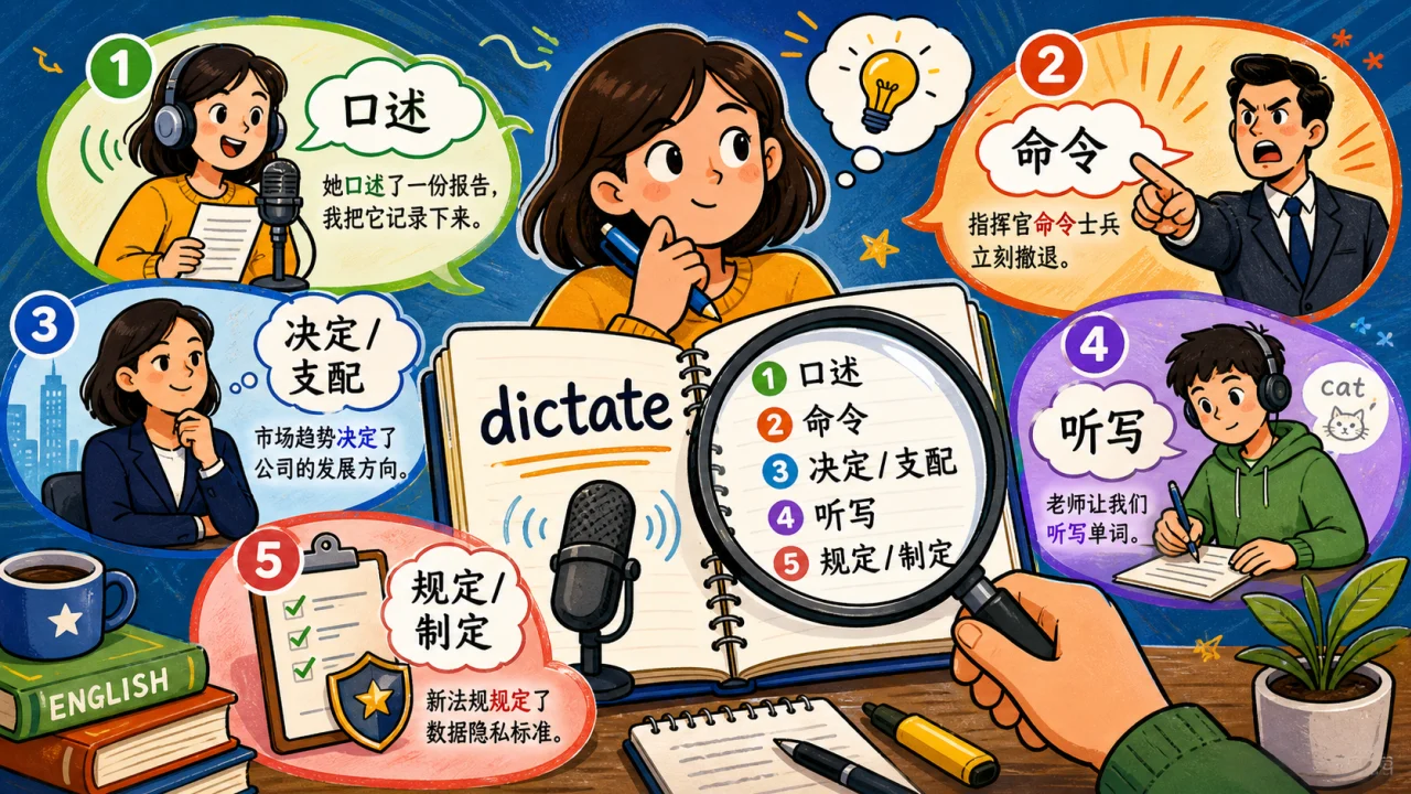 dictateの意味は5つある——「口述」と「命令」だけじゃない